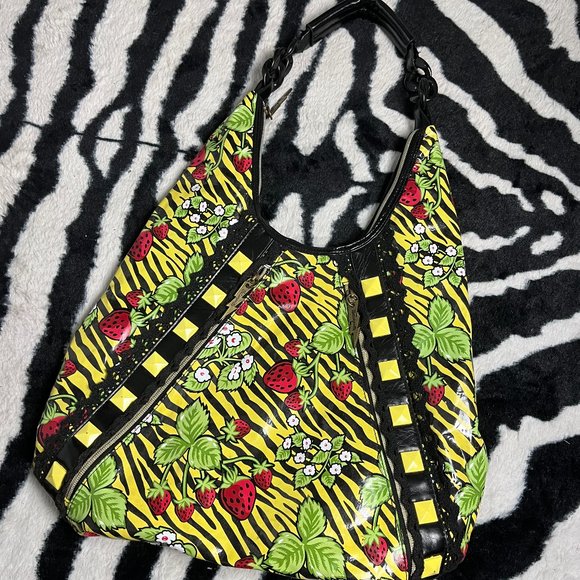 Betsey Johnson Handbags - Betseyville by Betsey Johnson WILD Yellow Zebra & Strawberries Oversized Bag